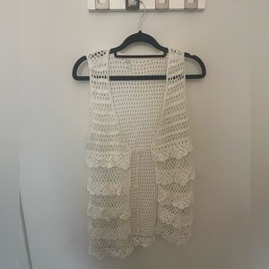 Vintage crochet vest with tie closure at bust